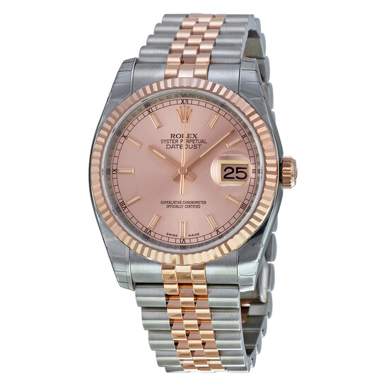 Rolex Oyster Perpetual Datejust 36 Pink Champagne Dial Stainless Steel and 18K Everose Gold Jubilee Bracelet Automatic Ladies Watch 116231PSJ - 546x546