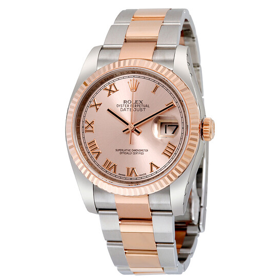 Rolex Oyster Perpetual Datejust 36 Pink Dial Stainless Steel and 18K Everose Gold Bracelet Automatic Men's Watch 116231PRO - 546x546