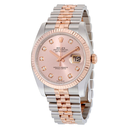 Rolex Oyster Perpetual Datejust 36 Rose Dial Stainless Steel and