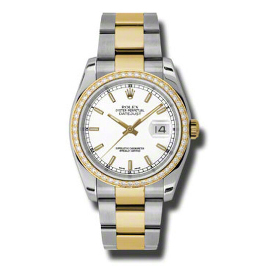 Rolex Oyster Perpetual Datejust 36 White Dial Stainless Steel and 18K Yellow Gold Bracelet Automatic Ladies Watch 116243WSO - 546x546