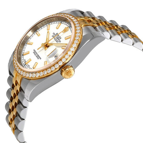Rolex Oyster Perpetual Datejust 36 White Dial Stainless Steel and 18K Yellow Gold Jubilee Bracelet Automatic Ladies Watch 116243WSJ - 546x546 Image #2