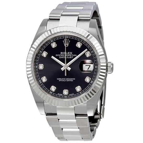Rolex Oyster Perpetual Datejust Black Diamond Dial Men's Watch