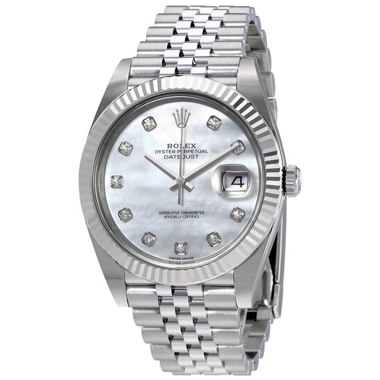 Rolex Oyster Perpetual Datejust White Mother Of Pearl Diamond Dial