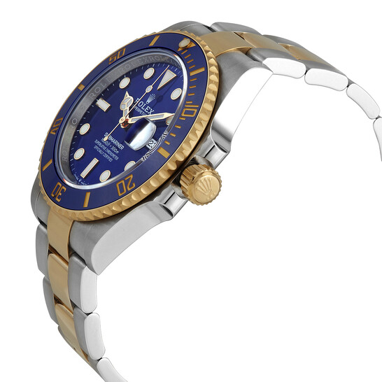 茶  Blue Tea Rolex Submariner Date Blue Ceramic 41mm 18K Yellow Gold & Steel