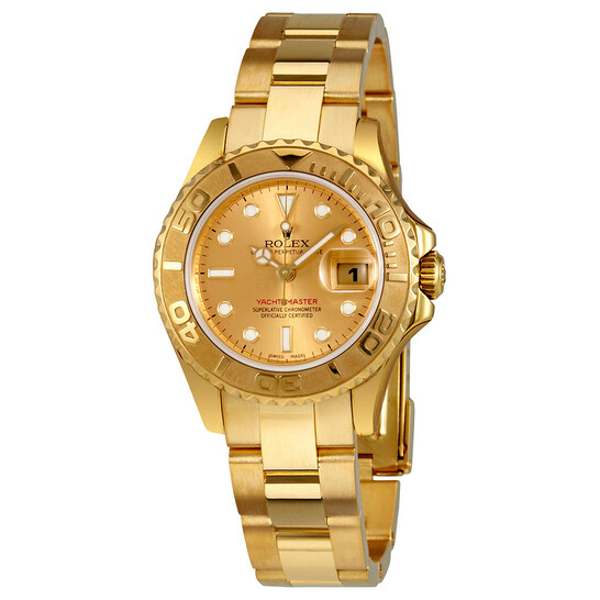 Rolex Yacht-Master Champagne Dial 18K Yellow Gold Oyster Bracelet Automatic Ladies Watch 169628CSO - 546x546
