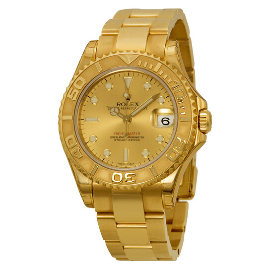 Rolex Yacht-Master Gold Dial 18K Yellow Gold Oyster Bracelet Automatic Ladies Watch 168628CSO - 546x546