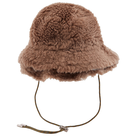 Sacai Beige Double Brim Faux Shearling Hat, Brand Size 1 22-0431S