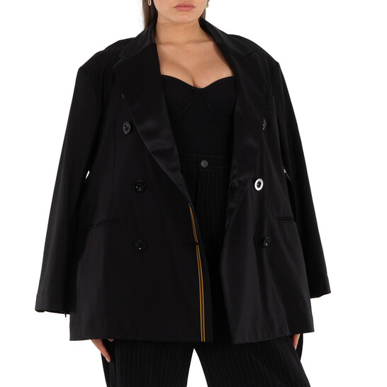 Sacai Ladies Black Loro Piana Suiting Jacket, Brand Size 2