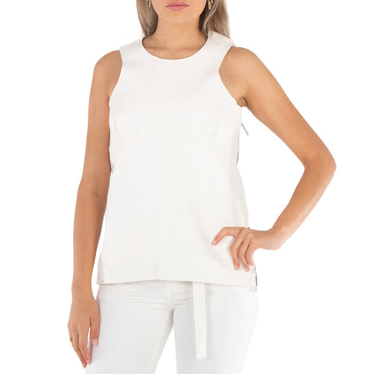 Sacai Ladies White Faux Leather Tank Top, Brand Size 2 23