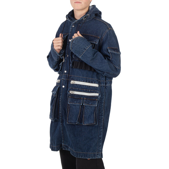 Sacai Khaki Denim Hooded Blouson Coat, Brand Size 1 (Small) 23