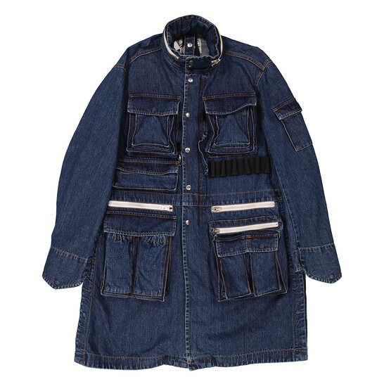 Sacai Khaki Denim Hooded Blouson Coat, Brand Size 1 (Small) 23