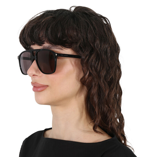 Saint Laurent Black Navigator Ladies Sunglasses SL 596 DUNE