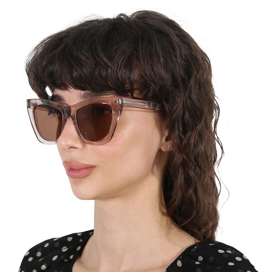 Saint Laurent Brown Cat Eye Ladies Sunglasses SL 214 KATE