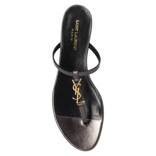 Saint Laurent Cassandra Leather Thong Sandals, Brand Size 39 ( US
