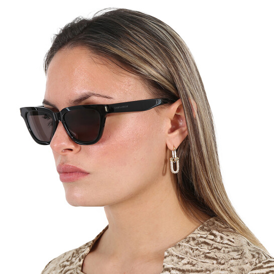 Saint Laurent Dark Grey Smoke Cat Eye Ladies Sunglasses SL