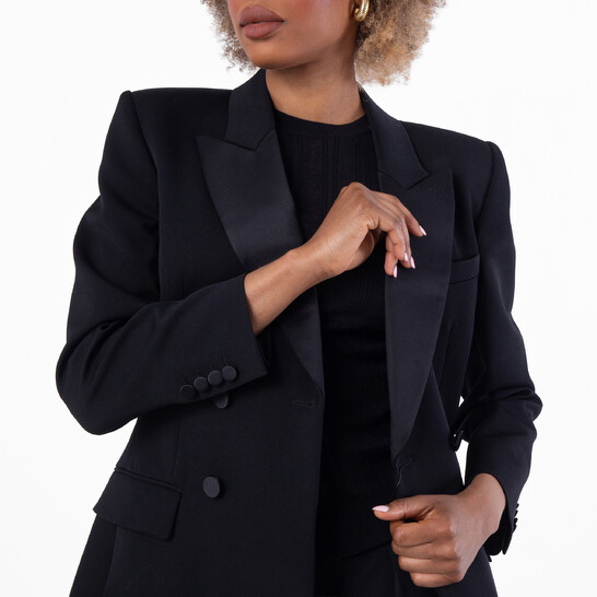 Saint Laurent Double-Breasted Tuxedo Jacket, Brand Size 38 (US