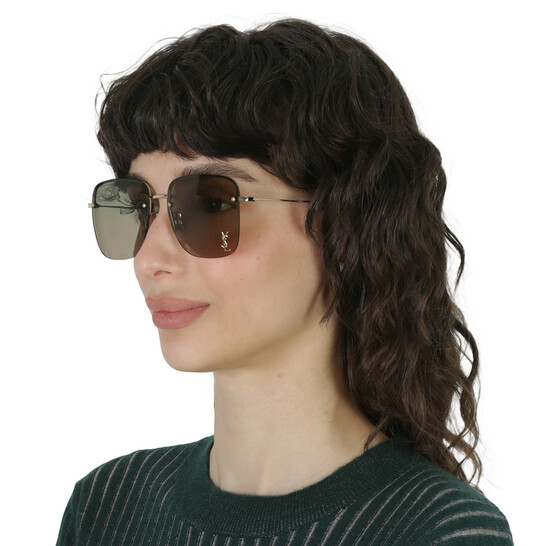 Saint Laurent Green Square Ladies Sunglasses SL 312M 003 58