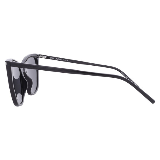 Saint Laurent SL 214 KATE THIN 001 Cat Eye Sunglasses - Black/Grey Buy Saint Laurent Sunglasses SL 214 Kate Thin 001 Shiny  main image 3