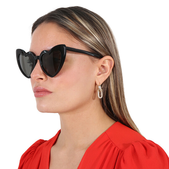 Saint Laurent Grey Heart Ladies Sunglasses SL 181 LOULOU 001  display picture 1