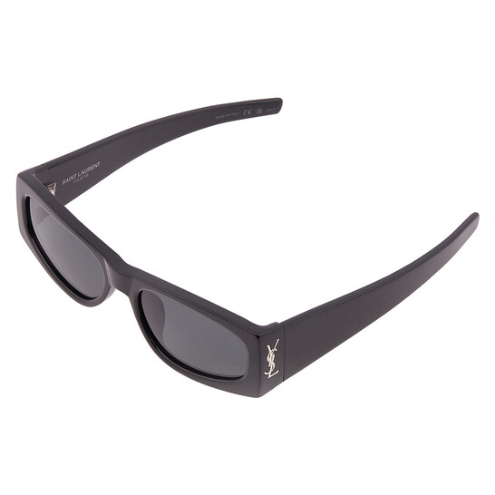 Saint Laurent Grey Rectangular Ladies Sunglasses SL M140/F 001 56