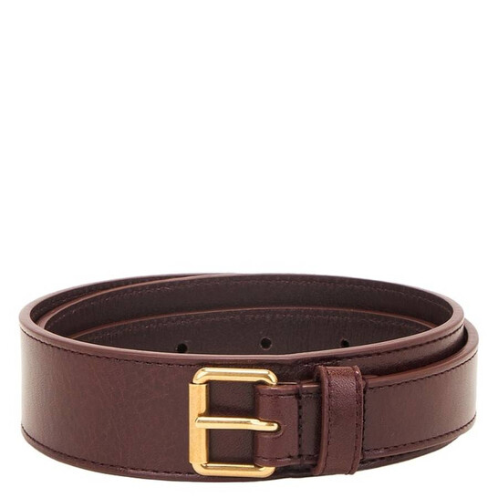Saint Laurent Men's Red Tan Motorcycle 2cm Belt, Size 85 799095