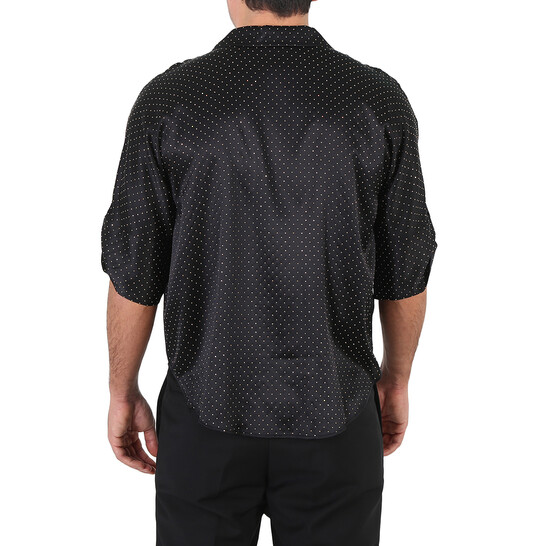 Saint Laurent Micro Stud Details Knot-hem Silk Shirt, Brand