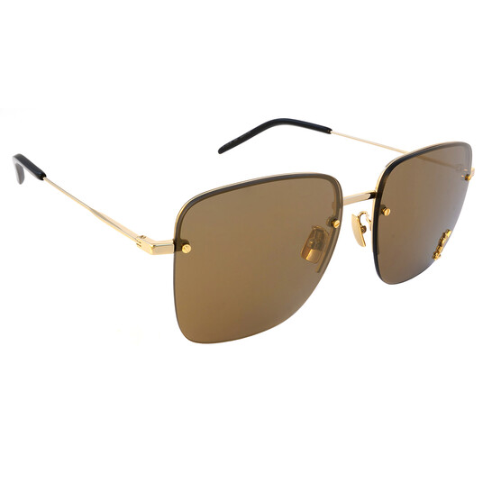 Saint Laurent Mirrored Brown Square Ladies Sunglasses SL 312  display picture 3