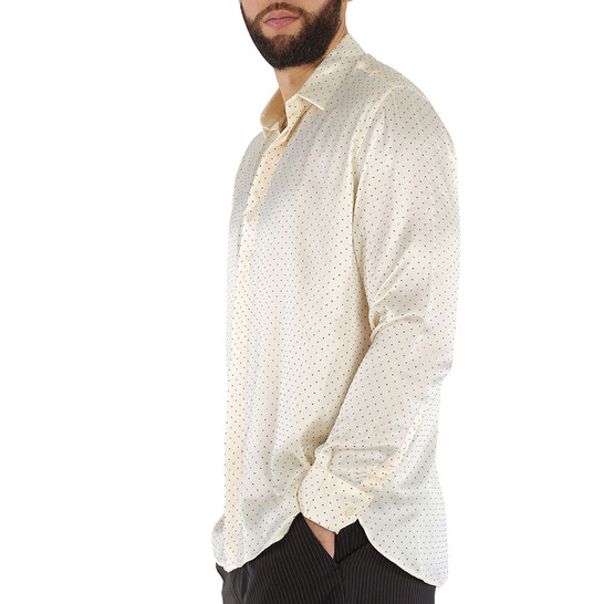Saint Laurent Studded Silk Satin Long Sleeve Shirt, Brand