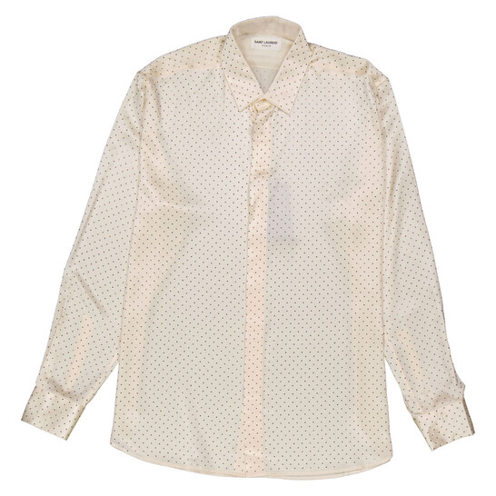 Saint Laurent Studded Silk Satin Long Sleeve Shirt, Brand