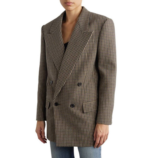 Saint Laurent Vichy Wool Checked Blazer Jacket, Brand Size 40