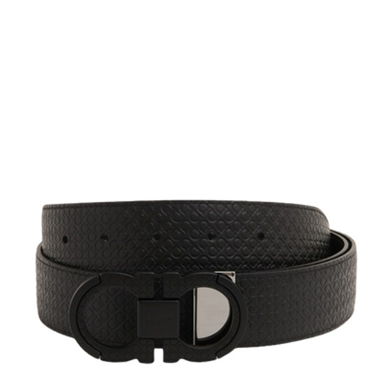 Ferragamo Black Reversible And Adjustable Gancini Belt, Size 115