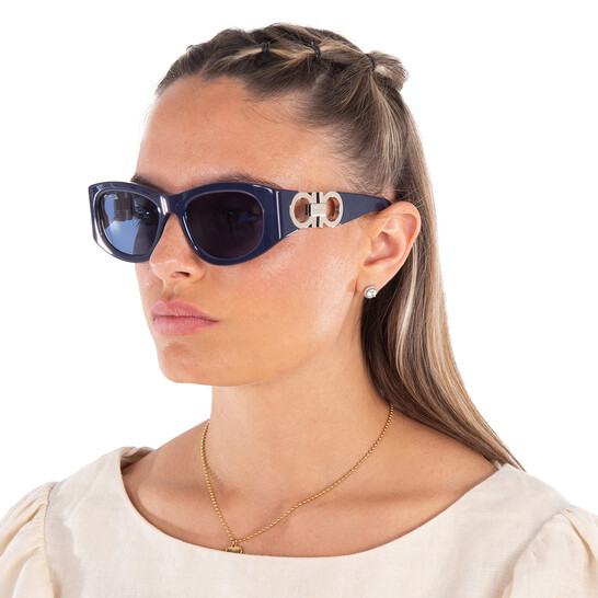 Ferragamo Salvatore Ferragamo Blue Oval Ladies Sunglasses
