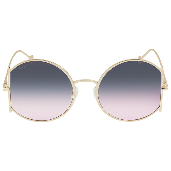 Salvatore Ferragamo Blue Round Ladies Sunglasses FERRAGAMO Salvatore Ferragamo Blue Gradient Round Ladies  main image 3