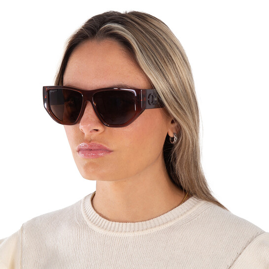 Ferragamo Salvatore Ferragamo Brown Geometric Unisex Sunglasses