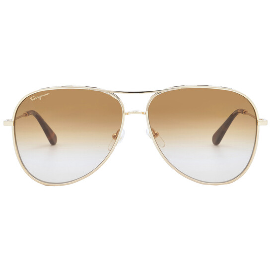 Salvatore Ferragamo Brown Gradient Aviator Sunglasses Ferragamo Salvatore Ferragamo Brown Gradient Pilot Ladies  main image 3