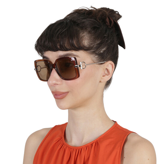 Ferragamo Salvatore Ferragamo Brown Square Ladies Sunglasses 