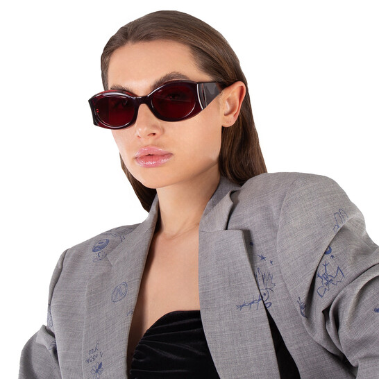 Ferragamo Salvatore Ferragamo Burgundy Oval Ladies Sunglasses