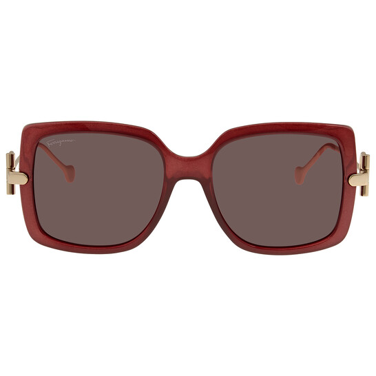 ☆極美品☆ Salvatore Ferragamo サングラス バーガンディ Ferragamo Salvatore Ferragamo Burgundy Square Ladies Sunglasses