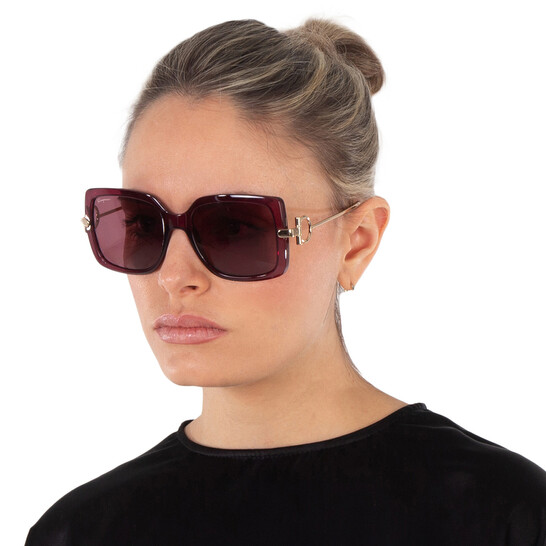 Ferragamo Salvatore Ferragamo Burgundy Square Ladies Sunglasses