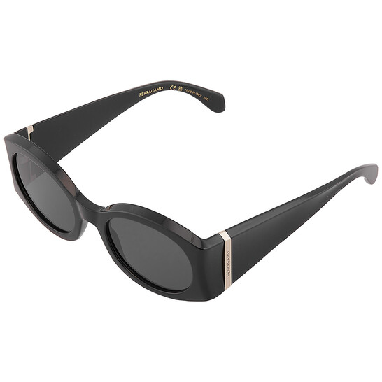 Ferragamo Salvatore Ferragamo Dark Grey Oval Ladies Sunglasses