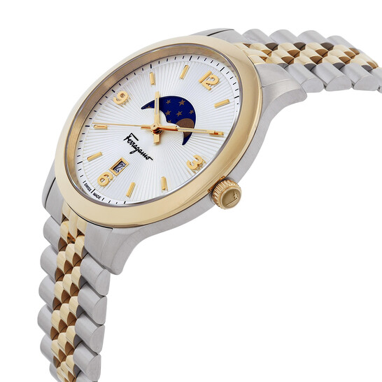 Ferragamo Duo Moonphase Quartz Silver Dial Men display picture 3