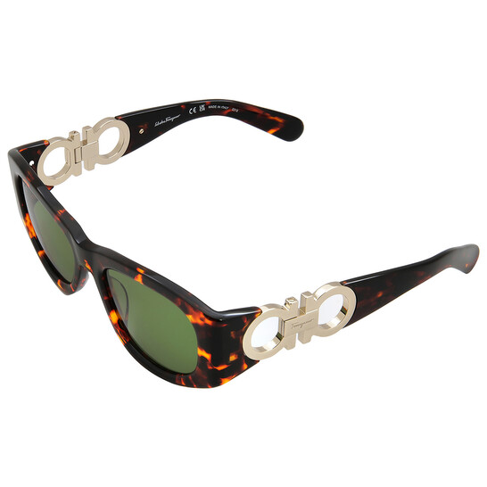 SALVATORE FERRAGAMO 長方形フレムサンクラス SF1082S 219 New Salvatore Ferragamo SF1082S 219 Light Havana/Green 53-19