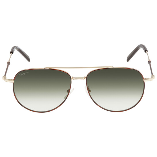 Ferragamo Salvatore Ferragamo Green Pilot Unisex Sunglasses SF226S
