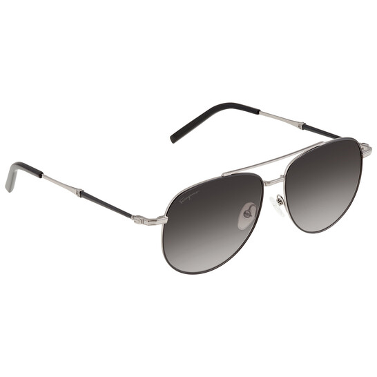Ferragamo Salvatore Ferragamo Grey Pilot Unisex Sunglasses SF226S
