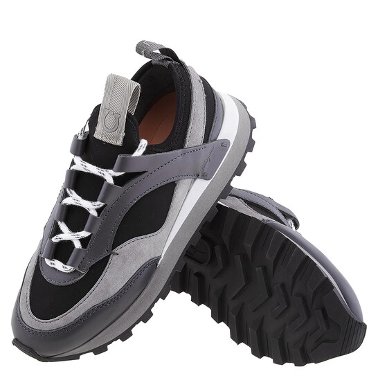 Ferragamo♪SALE♪0755621 Ferragamo - Columbia Black Leather & Fabric Slip-On Sneaker