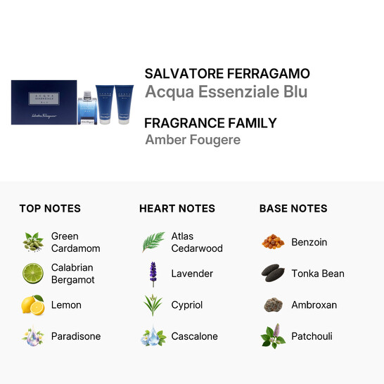 Salvatore Ferragamo Men's Acqua Essenziale Blu 3pcs EDT Gift Set