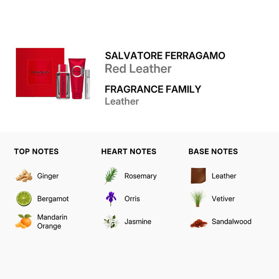 Salvatore Ferragamo Men's Red Leather 3pcs EDP Gift Set Fragrances
