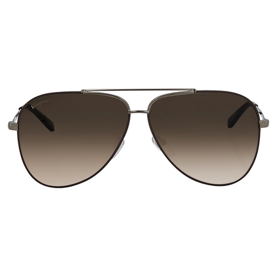Ferragamo Salvatore Ferragamo Brown Pilot Unisex Sunglasses SF131S