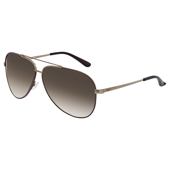 Ferragamo Salvatore Ferragamo Brown Pilot Unisex Sunglasses  display picture 3