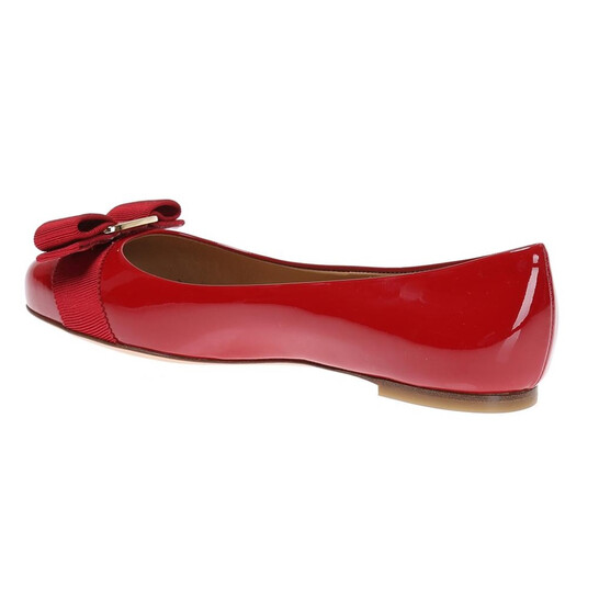 Ferragamo Varina Ballet Flats In Red Patent Leather, Size 6